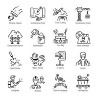 Set of Workers Day Linear Icons vector