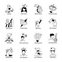 Pack of Business and Self Development Hand Drawn Icons vector