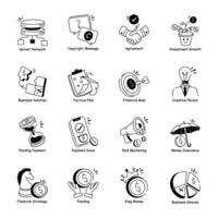 Set of Business Operations Hand Drawn Icons vector