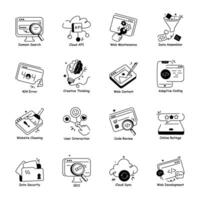 Bundle of Web Services Hand Drawn Icons vector