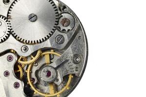 Clock mechanism close-up. Close-up of the old gears isolate photo
