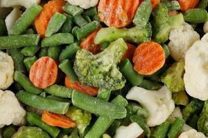 Frozen vegetables close-up. Frozen Vegetable Background photo
