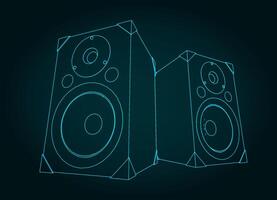 Audio speaker stereo sound system illustrations vector