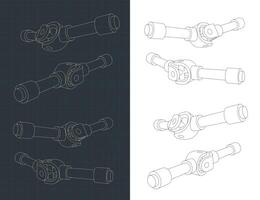 Universal joint blueprints vector