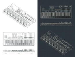 MIDI controller keyboard blueprints vector