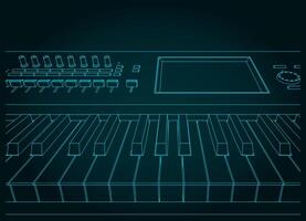 Synthesizer keyboard close-up vector