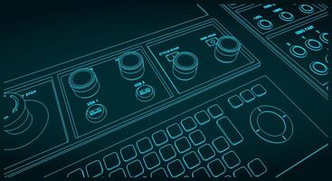 CNC control panel close up vector