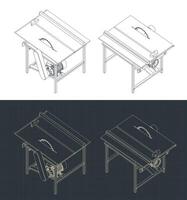 Table saw isometric drawings vector