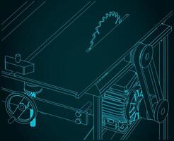 Professional table saw closeup vector