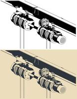 Hoist and winches for installation cradle close-up vector