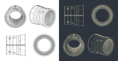Compressor stator case from turbo jet vector