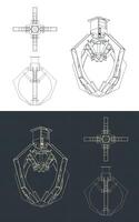 Jaw gripper drawings vector