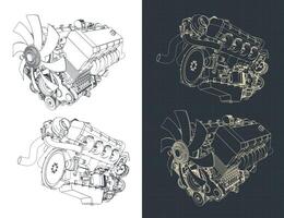 Powerful V8 turbo engine vector