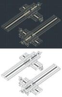 Milling table isometric blueprints vector