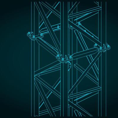 Steel metal frame close up