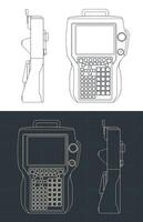 Remote control for automated plant lines blueprints vector