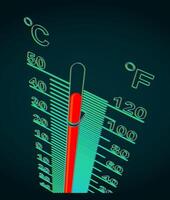 Thermometer with high temperature close-up vector