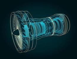 Turbofan engine structure illustration vector