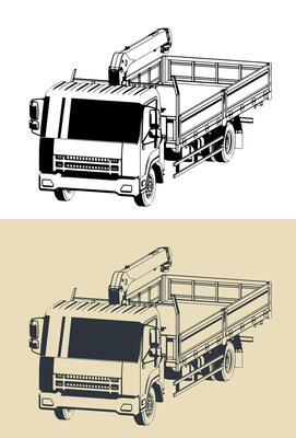 Truck with crane-manipulator installation installations