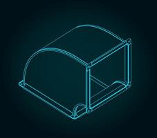 Angular duct pipe blueprint vector