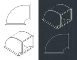 Angular duct pipe blueprints vector
