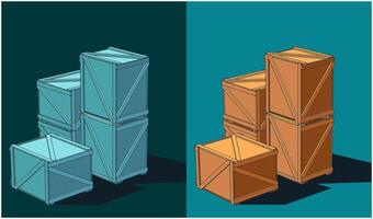 Shipping crates illustrations vector