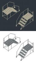 Service Ladder isometric blueprints vector