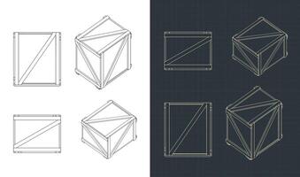Shipping crates blueprints vector