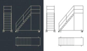 Rolling Service Ladder drawings vector