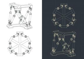 Hexapod mechanism blueprints vector