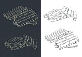 Pallets composition drawings vector
