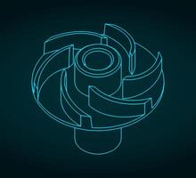 Impeller isometric blueprints vector