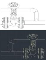 Bypass steam valve isometric blueprints vector