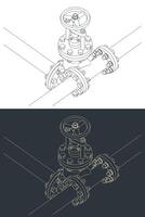 Control valve and pipes sketches vector