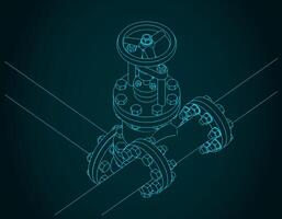 Control valve and pipes closeup vector