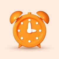 3D rendered ringing alarm clock, isolated on a orange background. Volumetric 3D icon of an alarm clock, symbolizing reminders and deadlines. vector