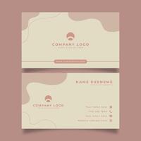 Business card designs feature subtle organic patterns. The modern concept combines soft brown pastel elements with minimalist decorative art. vector
