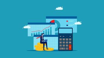 businessman with calculator and money on desk, graph and money on the table vector