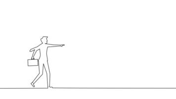 one line drawing of a man with a briefcase vector