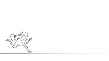 one line drawing of a man running with a briefcase vector