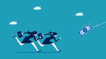 business people running with money on a string vector