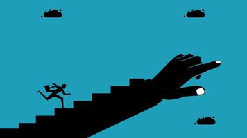 a hand is reaching up to a hand that is on the stairs vector