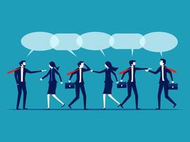business people standing in a line with speech bubbles vector