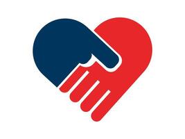 Heart handshake. simple icon vector