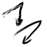 two grunge hand drawn arrows direction with a sharp turn vector