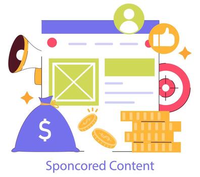 hombre de influencia marketing. plano ilustración vector