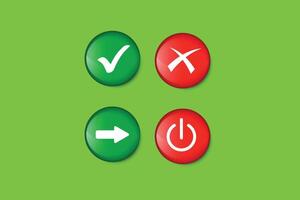 Check mark cross Arrows and off buttons style symbols design vector