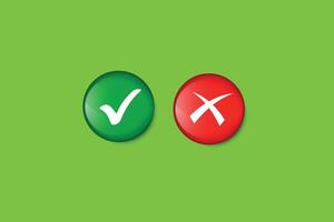 Check mark and cross buttons style symbols design vector