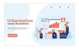City expansion and data-driven growth visualization. Flat illustration vector