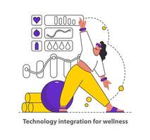 Technology Integration for Wellness concept Demonstrates the synergy of fitness and tech for health monitoring Emphasizes modern wellness trends illustration vector
